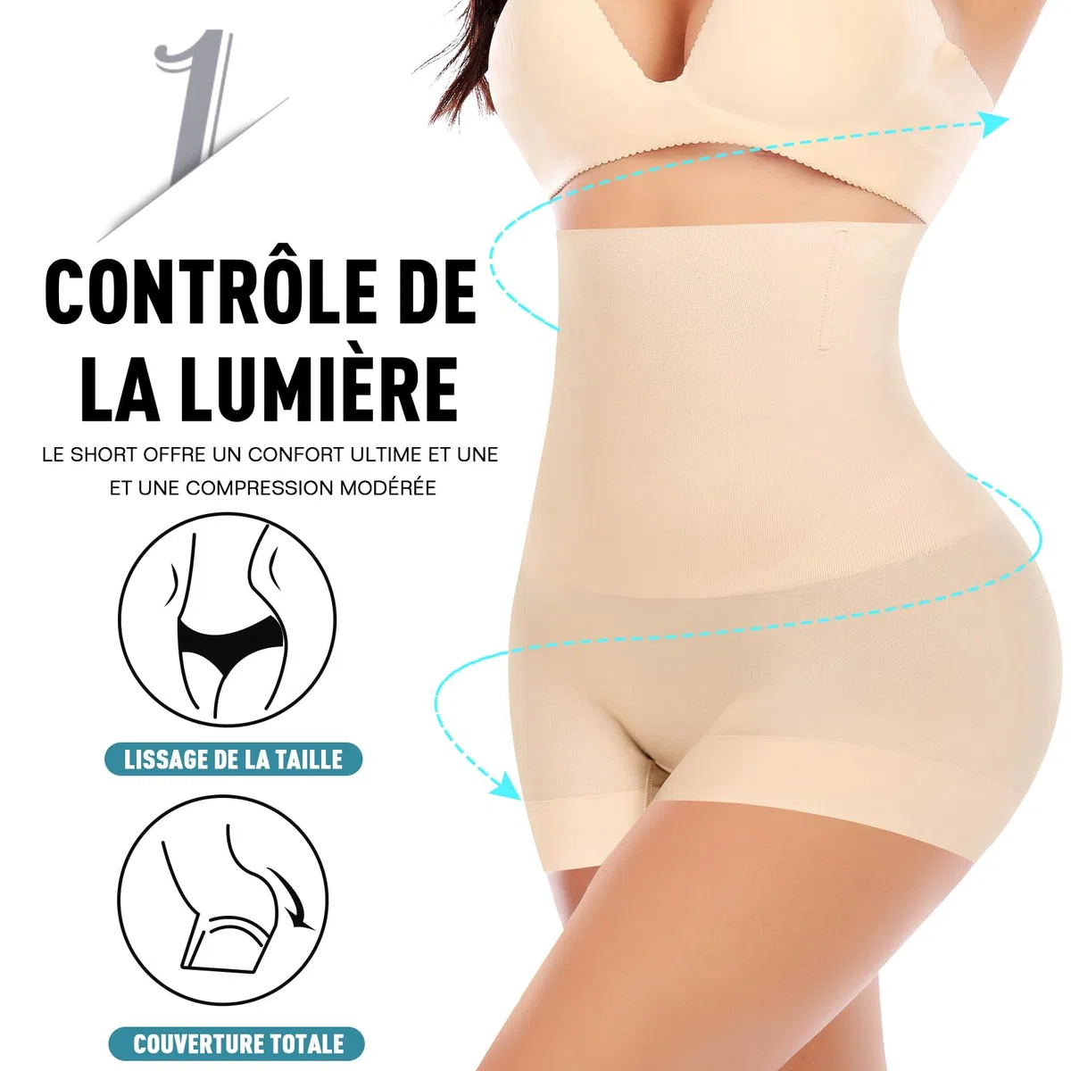YARRCO Short Gainant Femme Ventre Plat Invisible 430-2XL NGNGNGNG 12345