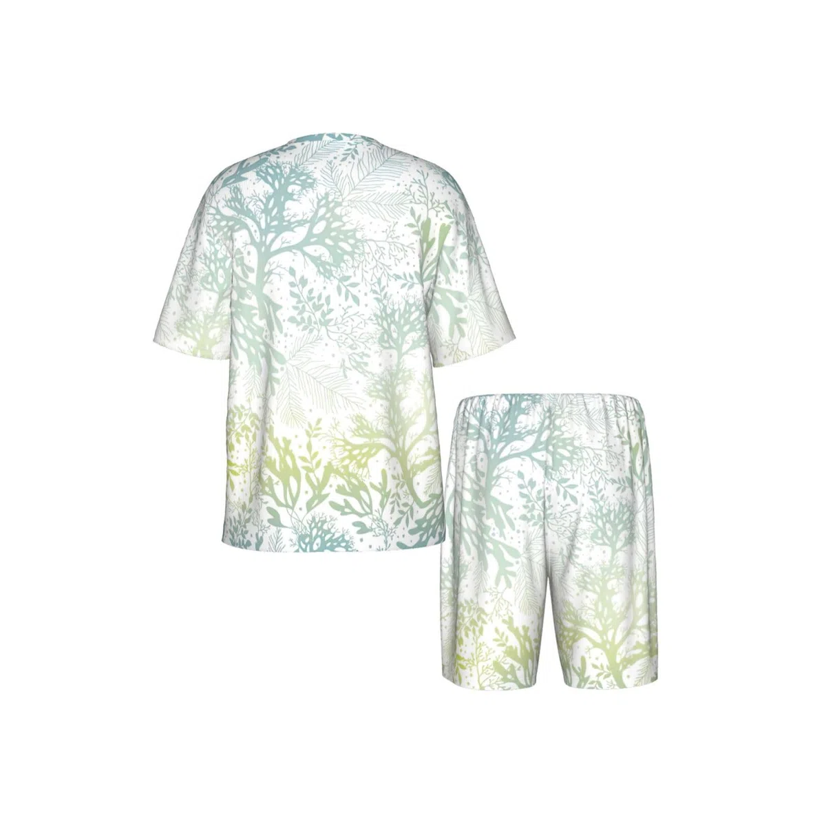 Ensemble de pyjama à manches courtes pour homme imprimé algues vertes bleu mer