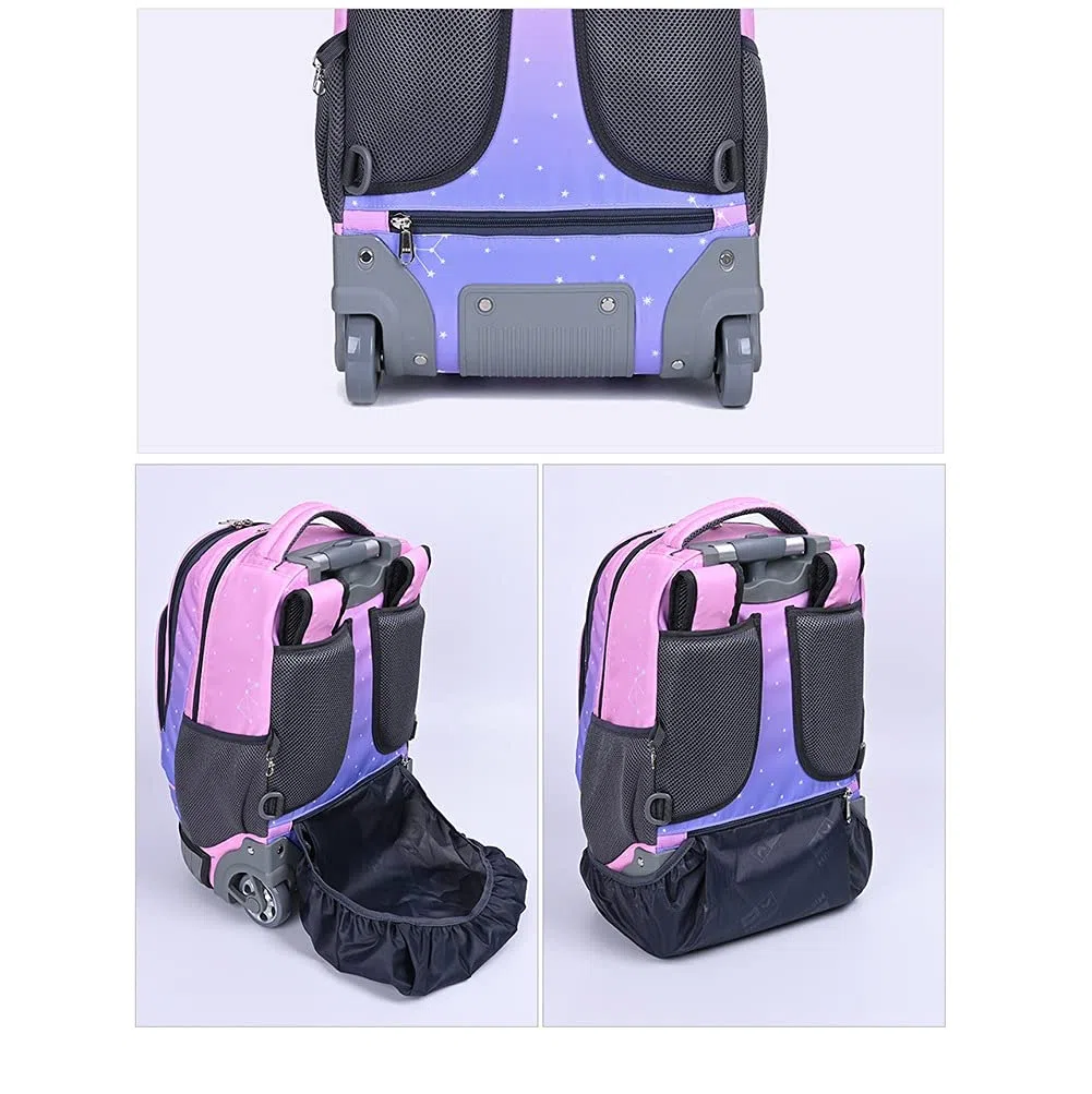 Trolley Sac à Dos avec 2 Roulettes Cartable Roulette Scolaire Bagages Cabine Loisir Voyage Enfant Fille Garçon
