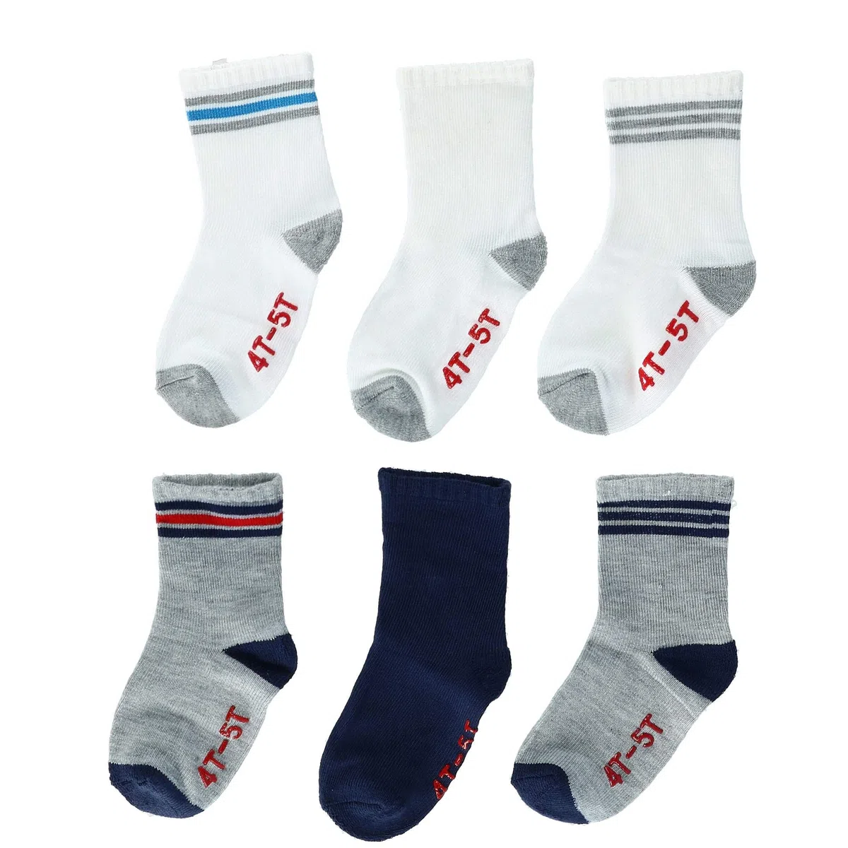 Hanes Toddler Boys 6-Pack Crew Socks, Assorted, 6/4T-5T