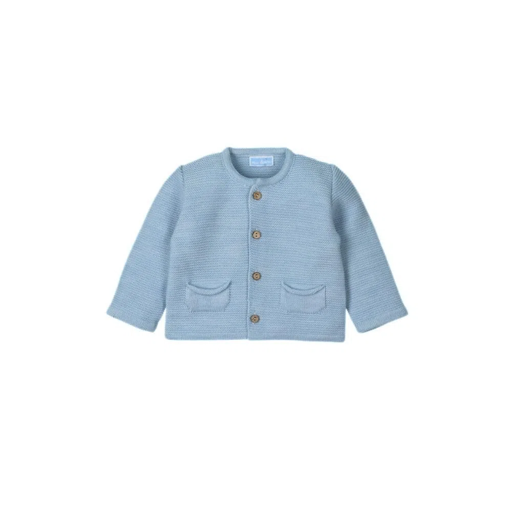 Cardigan Veste pour bébé d'hiver 1-12 mois en tricot bleu clair