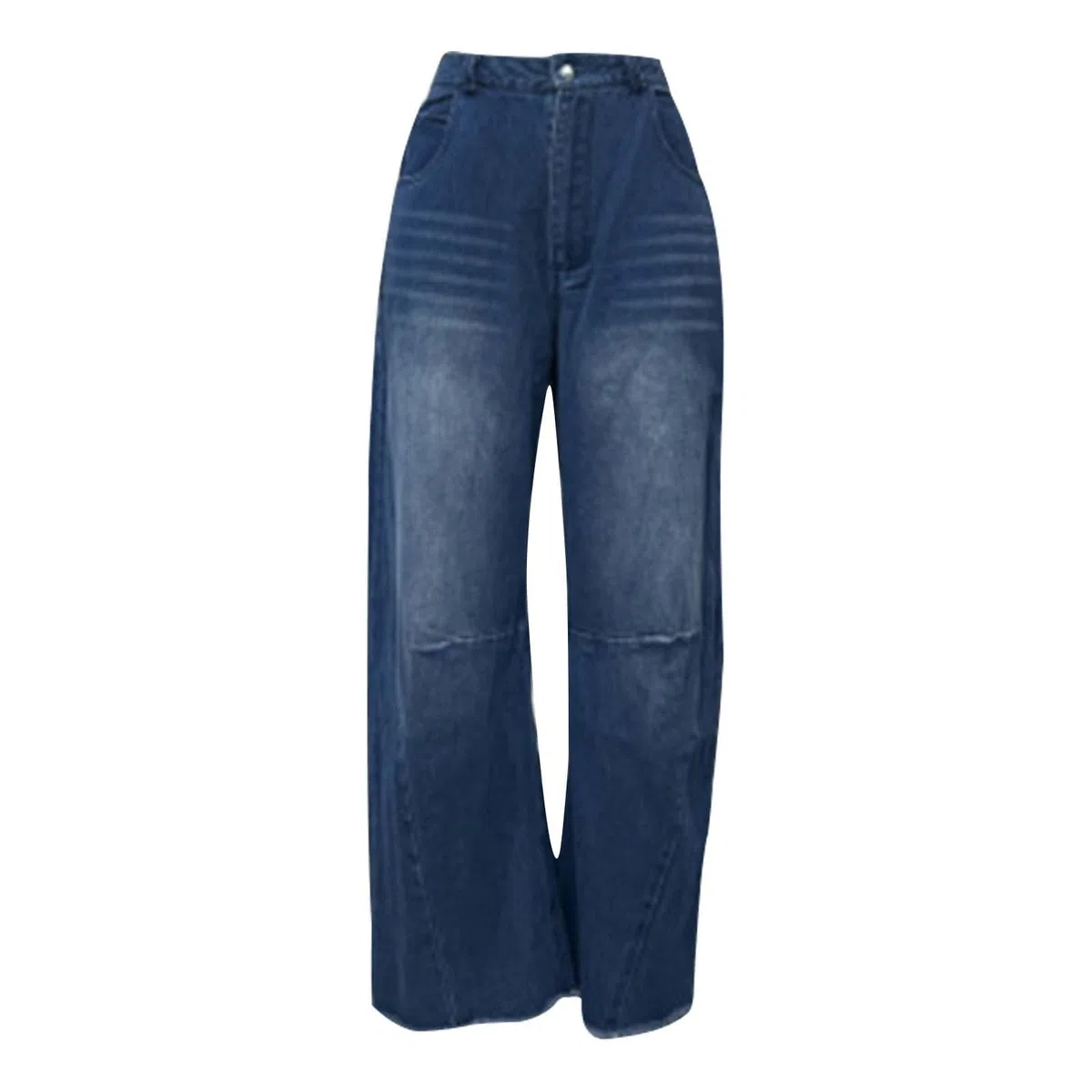 Jean vintage pour femme - Taille moyenne - Jambe large - Pantalon ample avec poches, bleu, M