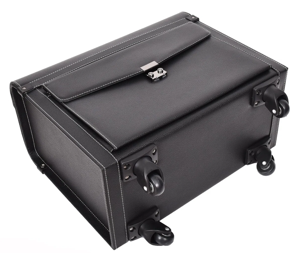 A1 FASHION GOODS Valise à roulettes en simili cuir, 4 roues, taille cabine double verrouillage, sac de voyage d'affaires Aero, Noir , L, Pilot Case Grande mallette de cabine