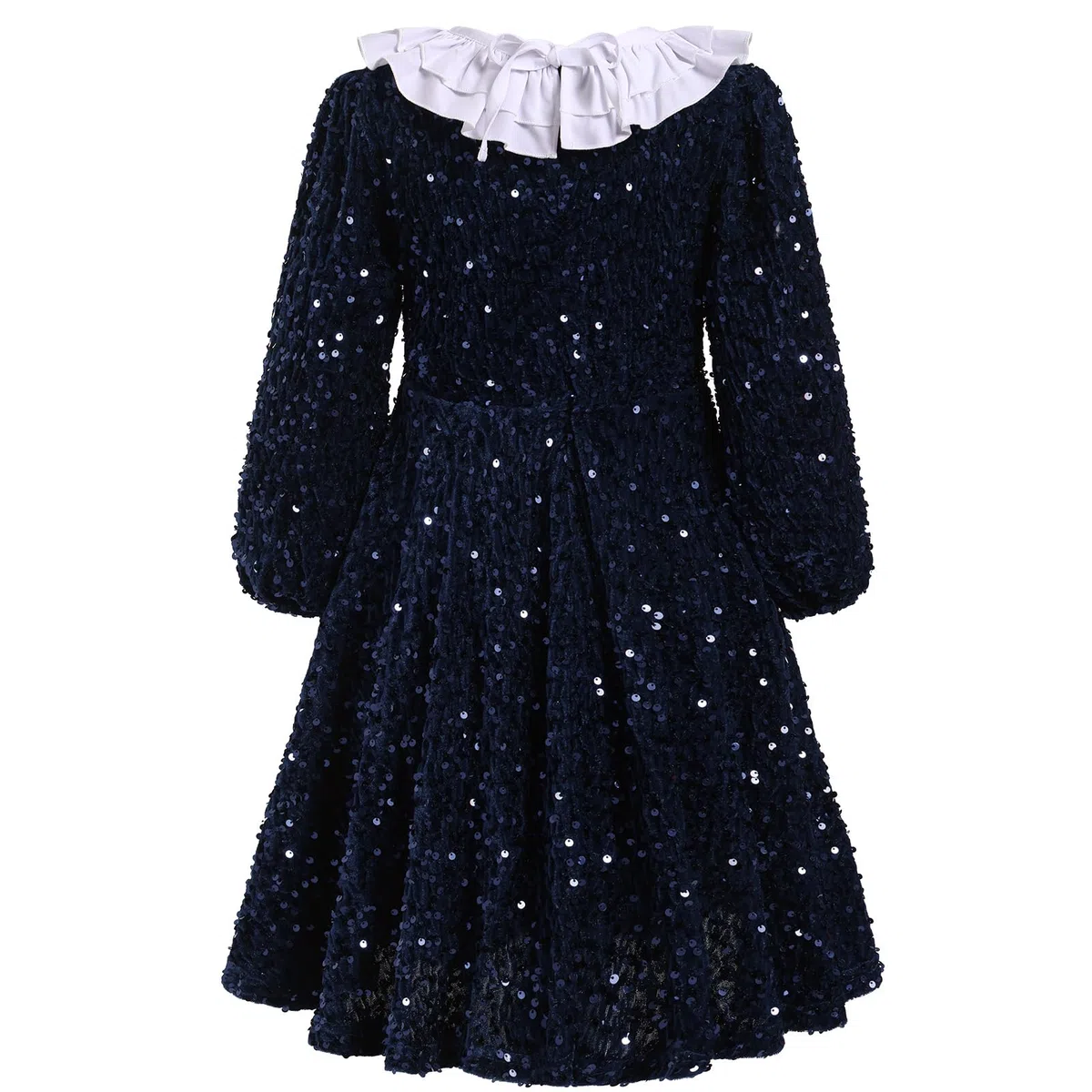 Odizli Robe de Noël pour fille - Automne - Hiver - Manches longues - Ruffle - Paillettes - Ligne A - Robe midi en velours