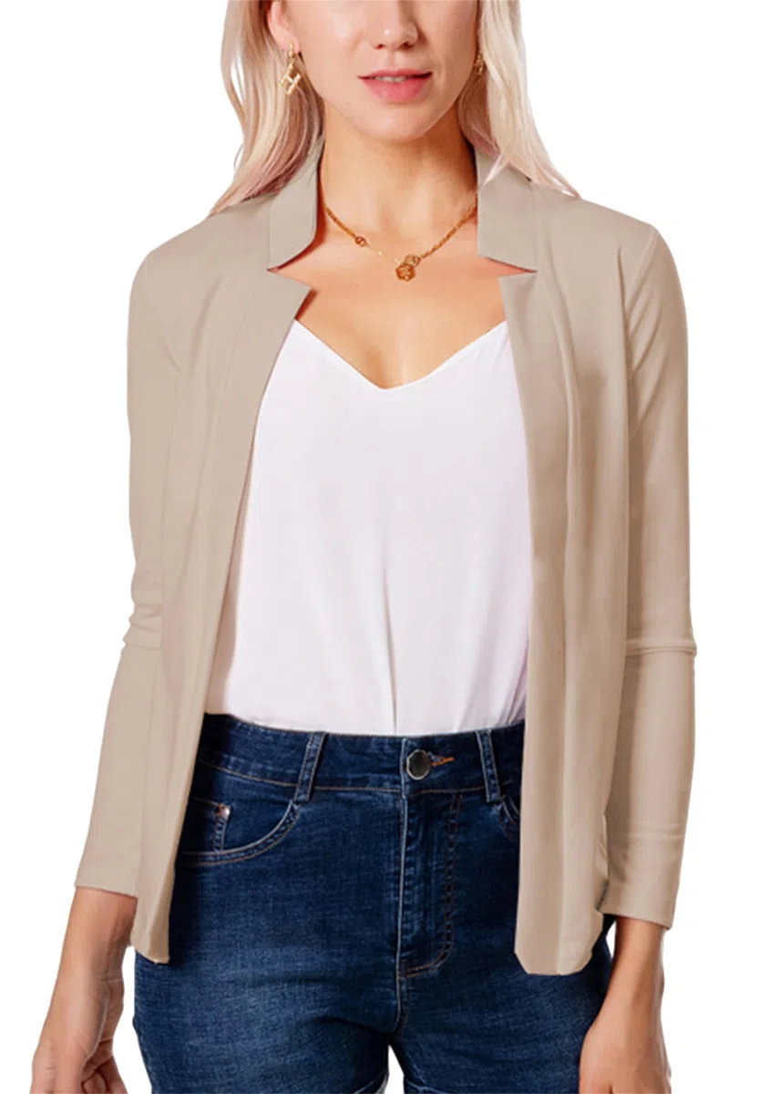 Blazer À Manches Longues Élégant Et Ajusté pour Femmes Blazer Décontracté À Revers Ouvert sur Le Devant Blazer De Bureau d'automne