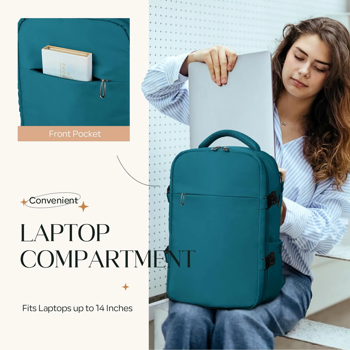 Sac à Dos Voyage Cabine 55x40x20 Bagage à Main 44L Bleu Lagon