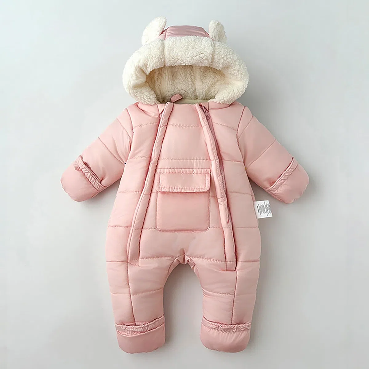 Combinaison de Ski Bébé 0-24 Mois Hiver De Ski Polaire Fleece Fermeture Doublé à Capuche Habit de Neige Neige Toison Fourrure Rembourré avec Gants Encapuchonné Outwear Déguisement 0-12 Mois