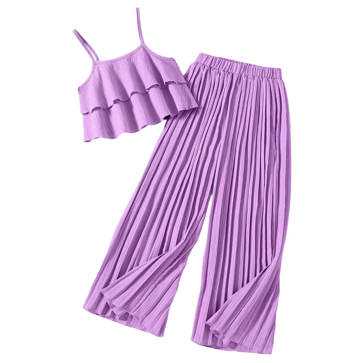 Ensemble Enfant, Vêtements Pour Bébé Fille Tenues D'Été Pour Filles Hauts Sans Manches À Volants Pantalons À Jambes Larges De Vêtements Pour Enfants, Idéal Pour Les Sports