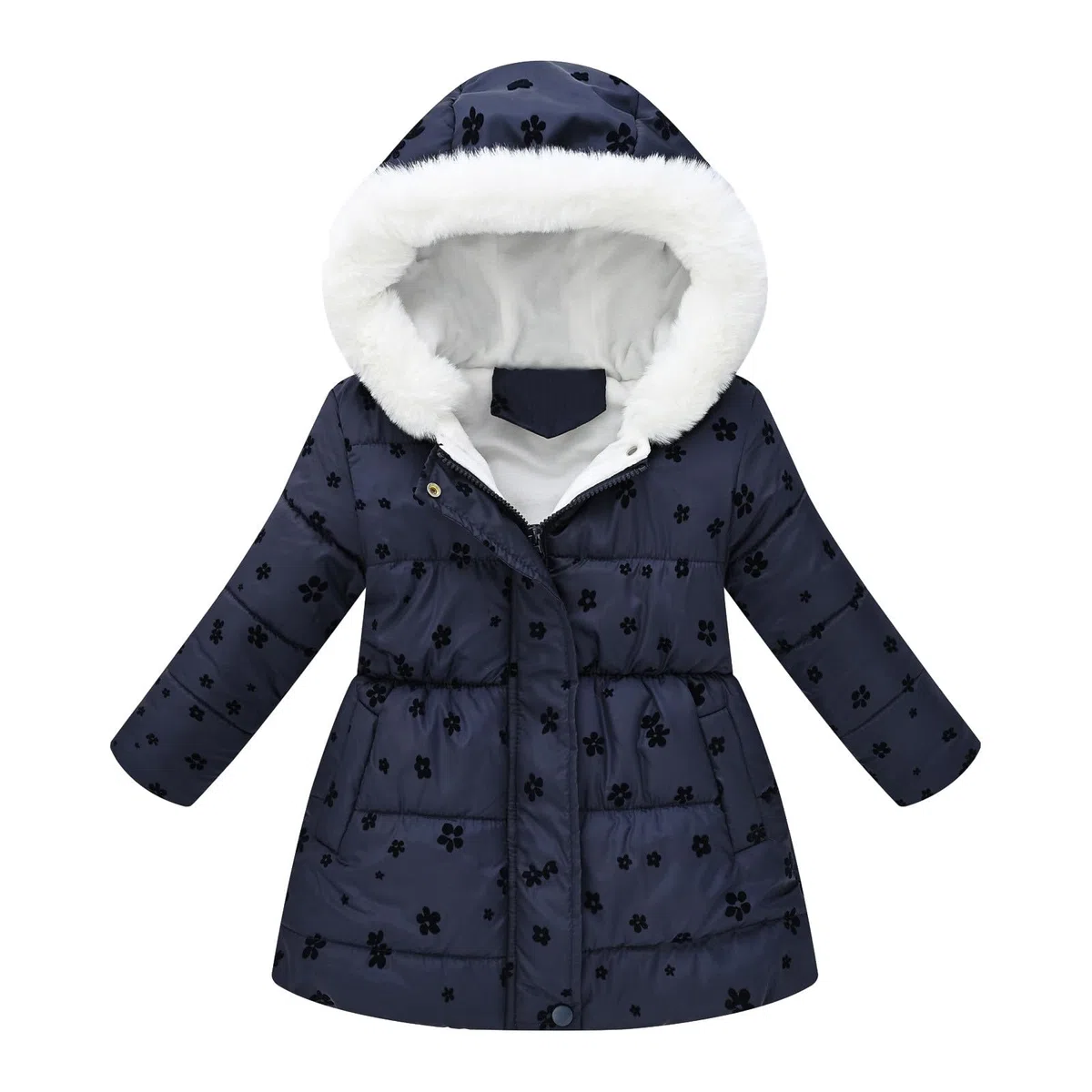 Generisch Manteau d'hiver pour enfant garçon fille avec capuche veste épaisse coupe-vent fermeture éclair vêtements d'extérieur chauds