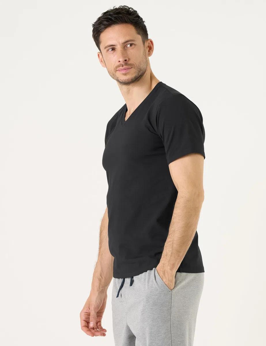 LAPASA Lot de 3 T-Shirts ou Maillots de Corps Homme Uni en Coton de Qualité Manches Courtes Doux et Confortables Col Rond/Col en V M05/M06