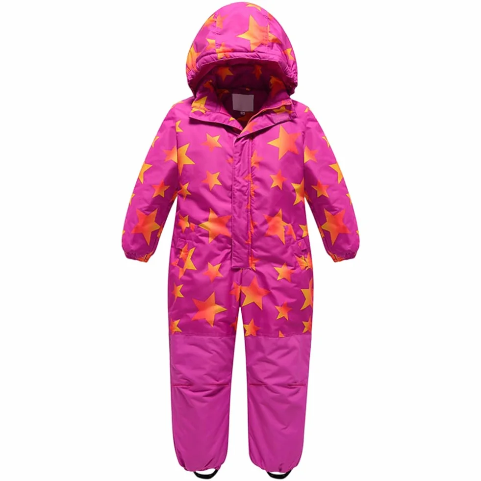 Combinaison de Ski Fille à Capuche Coupe-vent Imperméables Enfant Combinaisons de Neige Chauds Garçon Vêtements de Ski