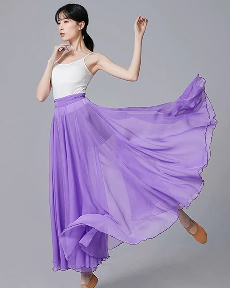 MISSMAO Jupe Longue Élégante pour Danse du Ventre Jupe Danse Orientale Couleur Unie Jupe Plissée Verstellbare Taille Jupon Tulle Élégant Vêtements de Danse Costume Danse Orientale