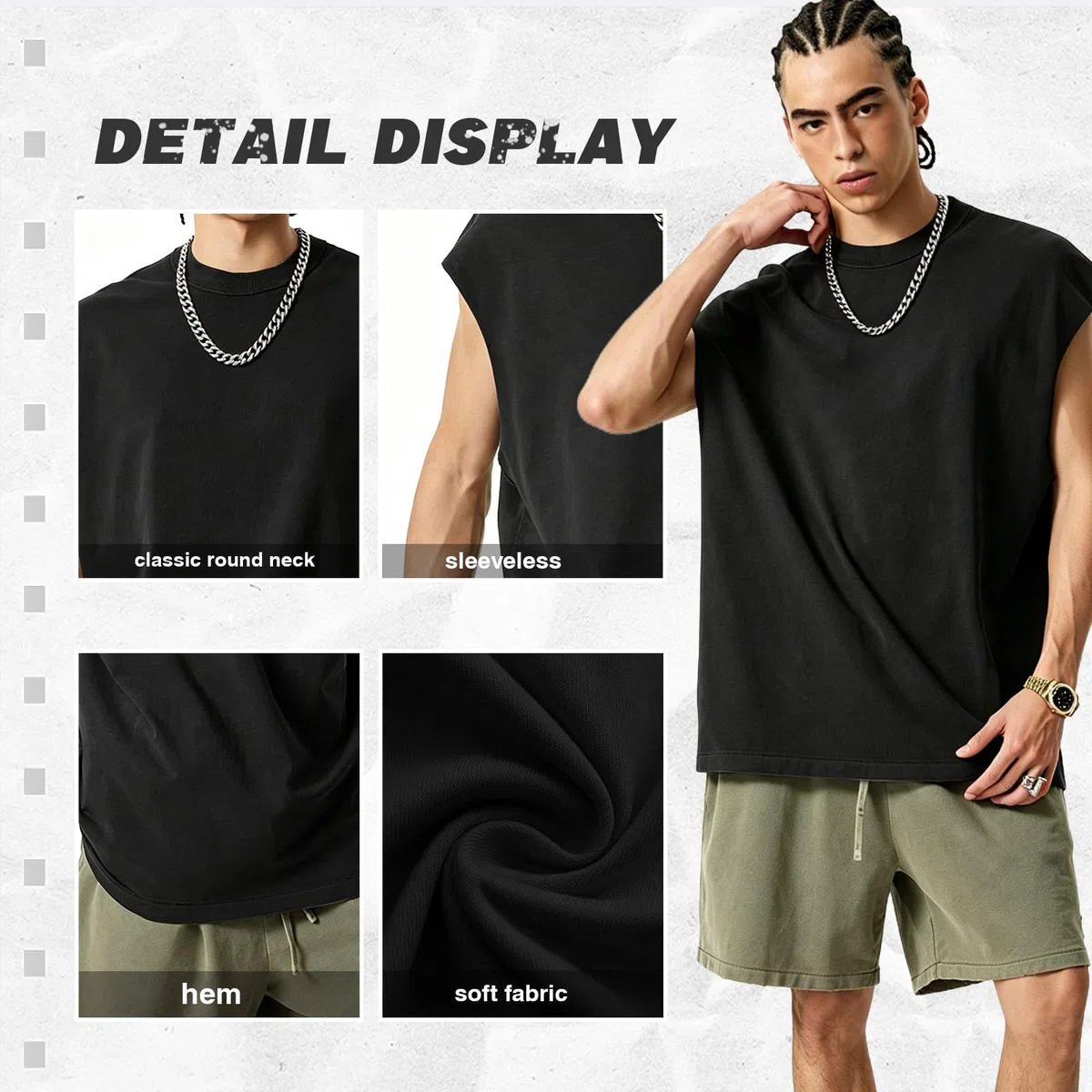 Débardeur d'été sans manches pour homme - T-shirt ample - Sans manches - T-shirt fonctionnel pour homme