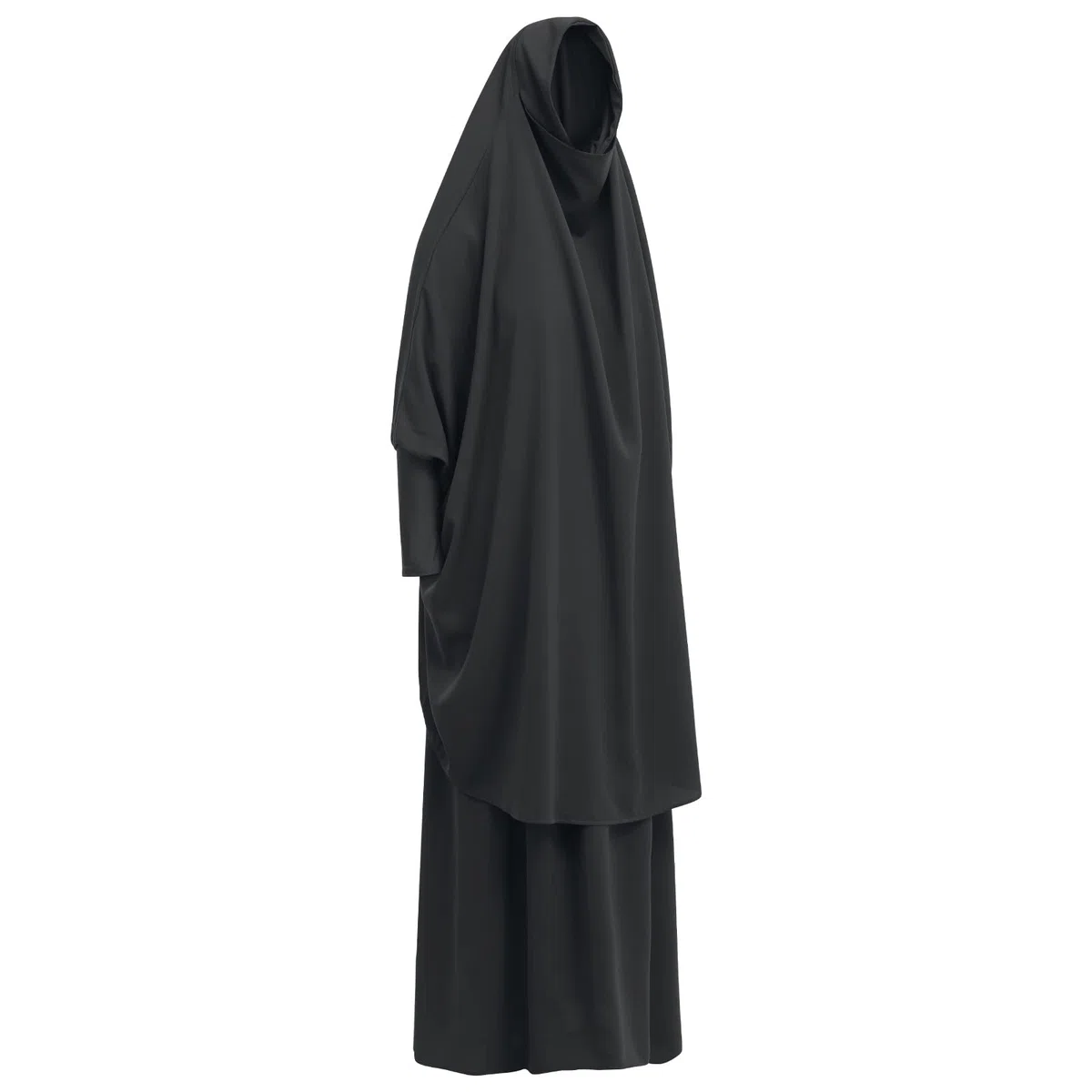 IWEMEK Robe Musulmane Femme Abaya Tenue de Prière avec Khimar Hijab Caftan Marocain Dubai Arabe Islamique Moyen-Orient Jellaba Kabyle Mariage Soirée Ramadan 2 Pièces Taille Unique