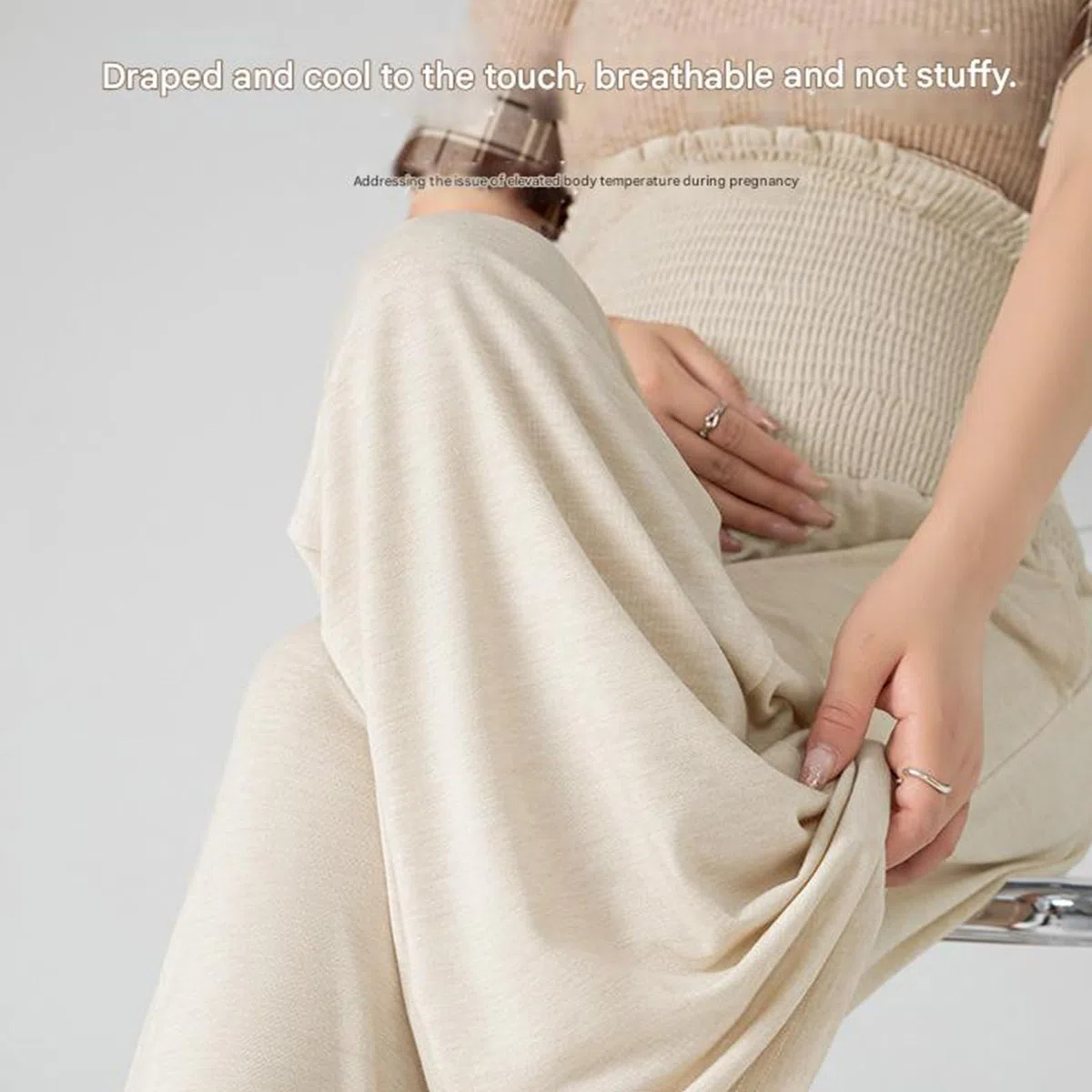 Pantalon de maternité large élastique ventre respirant polyester pour la grossesse confort printemps automne vêtements loisirs automne
