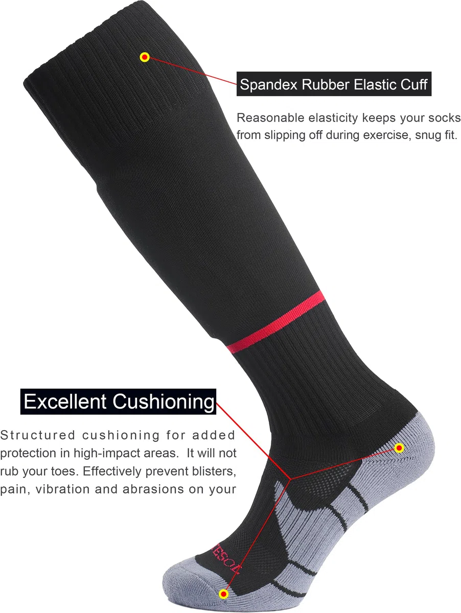 APTESOL Chaussettes de football montantes pour jeunes – Chaussettes de sport d'équipe pour homme et femme – Chaussettes de compression athlétiques en coton pour homme et femme (5 paires, multicolore,