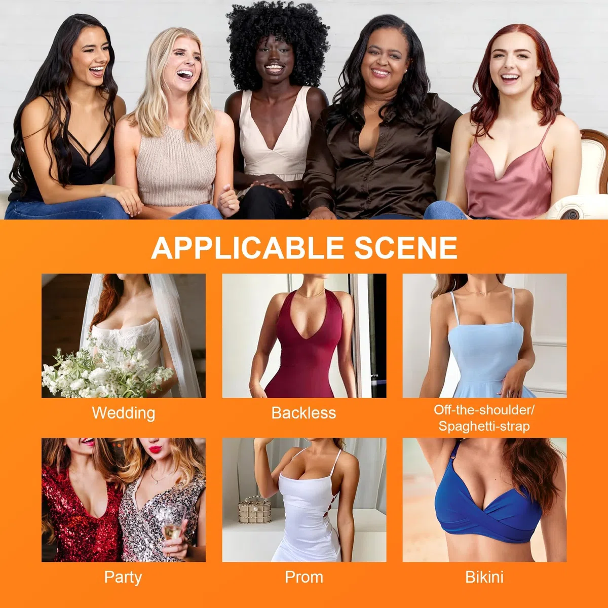 Insert enneigé : coussinets de soutien-gorge push-up double face | Inserts adhésifs imperméables réutilisables pour robe sans bretelles et dos nu pour femme