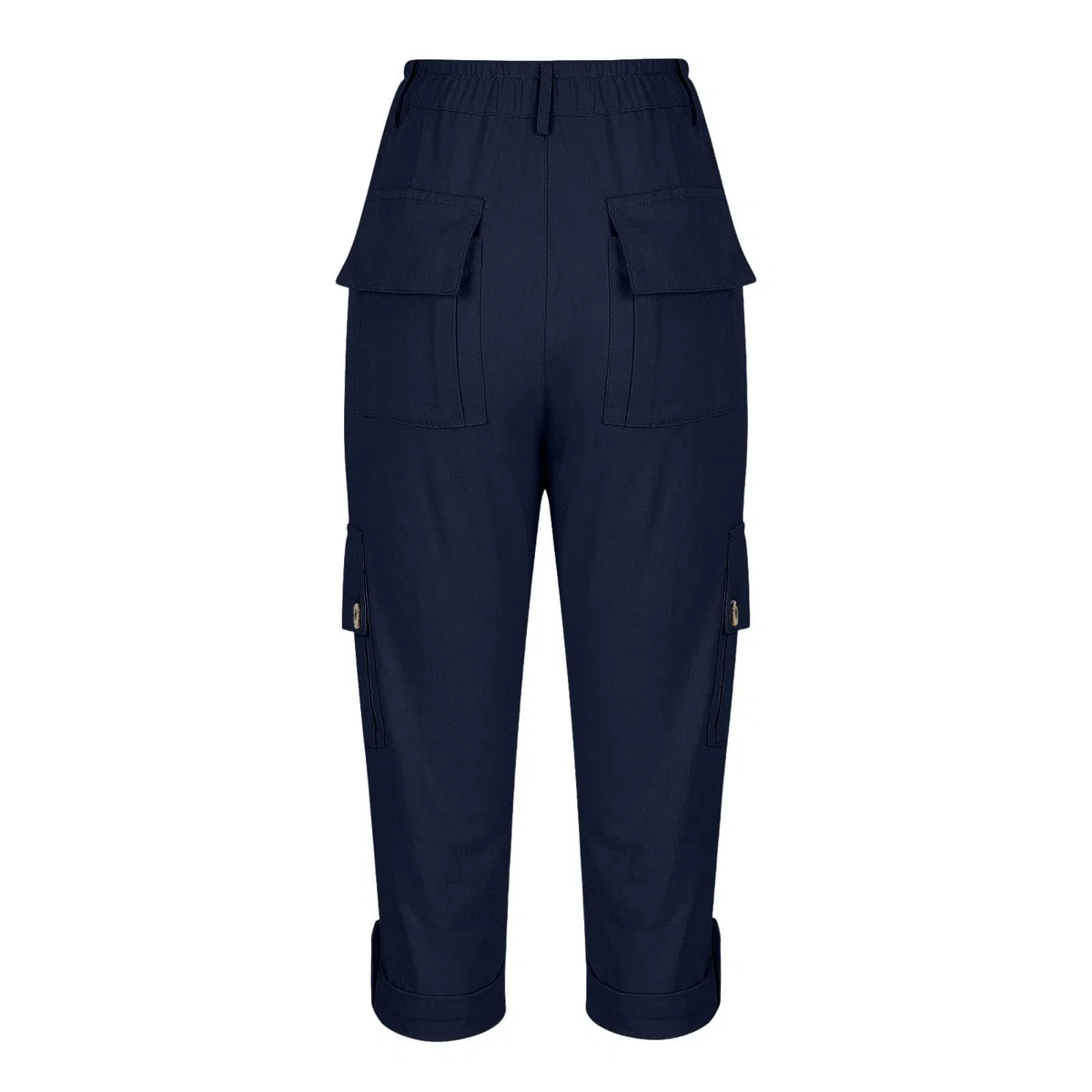 Pantalon Cargo Femme 3/4 Pantalon de Sport Été Léger Corsaire Femme avec Poches Latérales Bouton à la Taille Ourlet Roulé Pantacourt Décontracté pour Randonnée Travail Chasse
