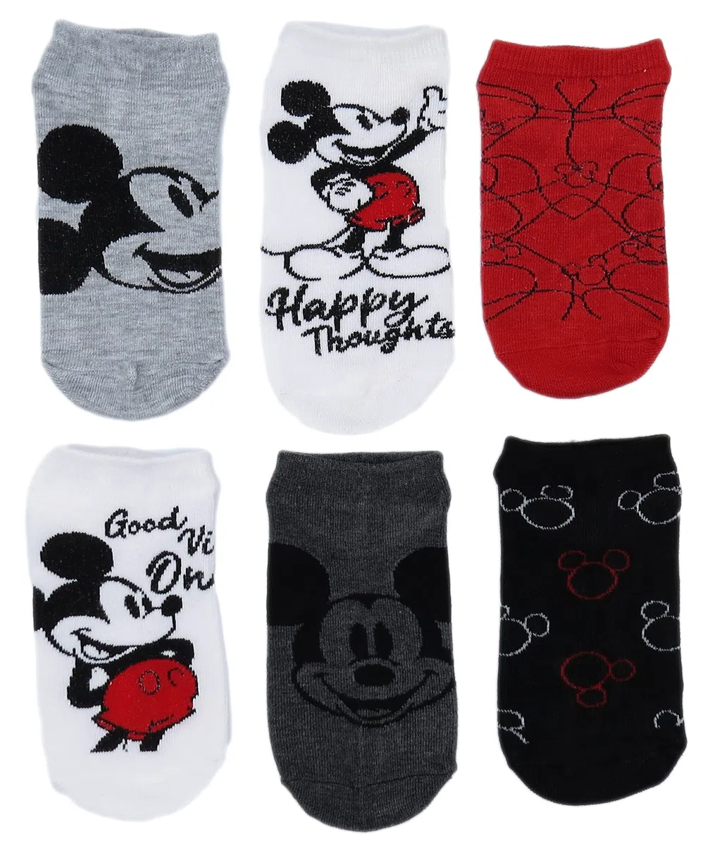 Disney Mickey Mouse Lot de 6 paires de chaussettes invisibles Pointure 37-44, blanc