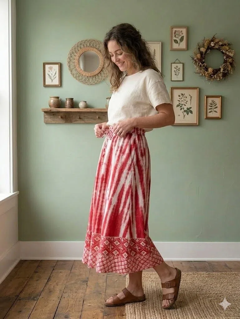 Rastogi Handicrafts Jupe longue en coton imprimé bohème pour femme - Taille unique - Taille unique - 55,9 - 99,1 cm