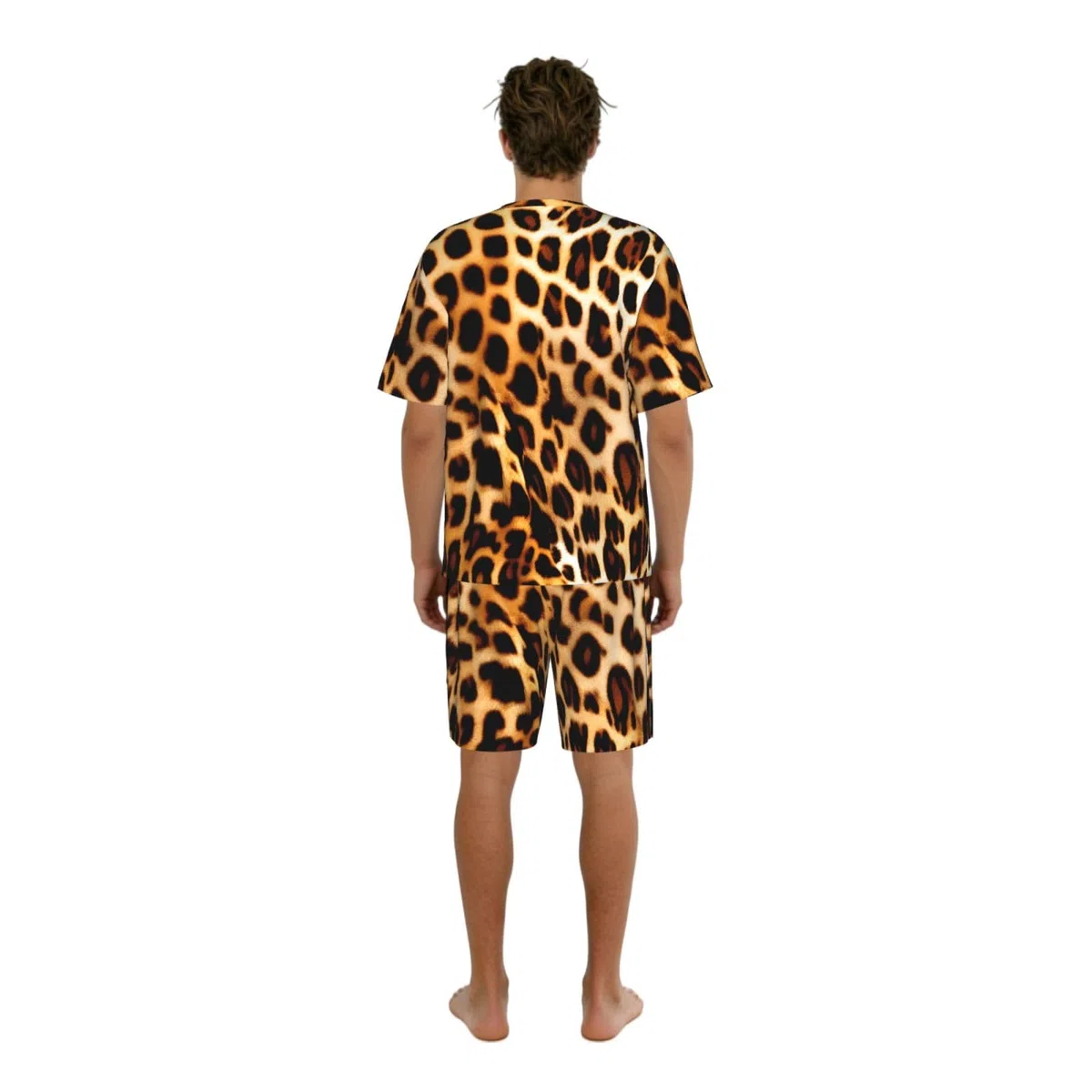 Ensemble de pyjama à manches courtes imprimé léopard pour homme - Respirant et confortable
