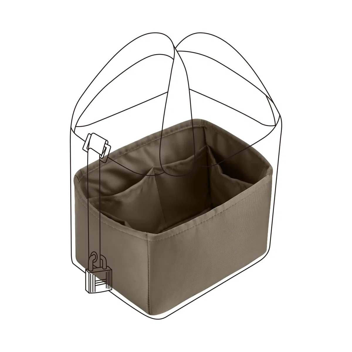 DGAZ Organisateur de Sac en Soie pour Hermès Picotin (18, Étoupe) | Soie Premium, Ultra Léger, Maintien de Forme Parfait, Protection Anti-rayure pour Sac de Luxe