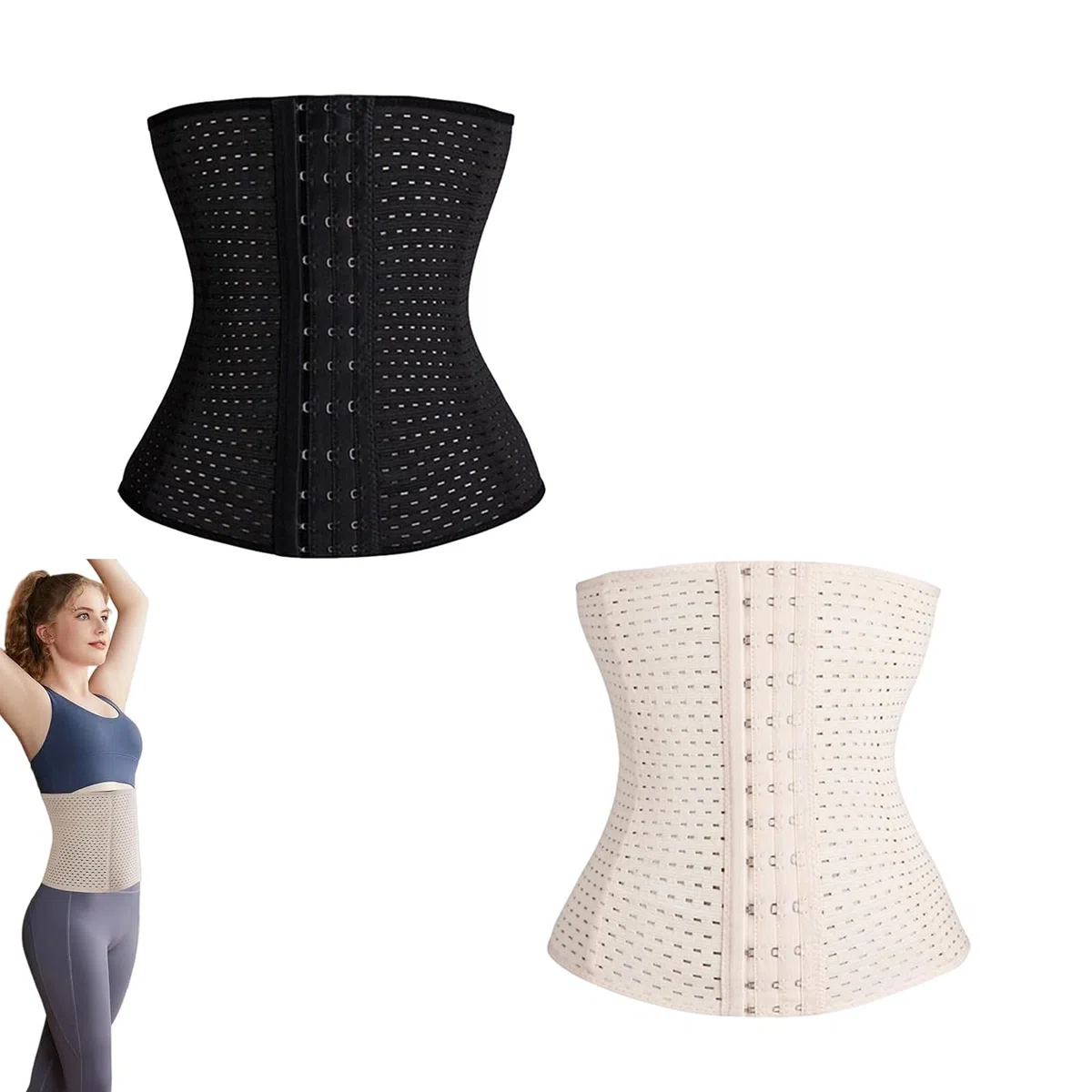 Lot de 2 Gaine Amincissante Ventre Respirant Waist Trainer Corset Gaine Ventre Plat pour Hommes et Femmes Modélisation Contenant