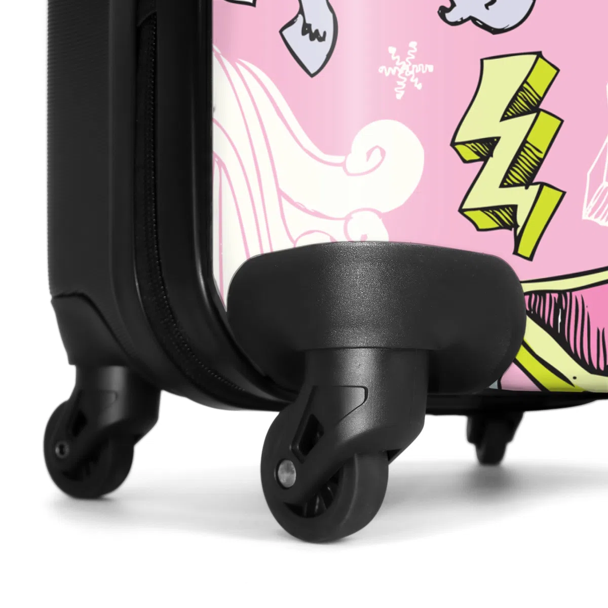 NoBoringSuitcases.com Bagage Enfant, Valise Cabine Fille, Valise Roulette Rose, Dessin de Licorne - 55x35x25cm