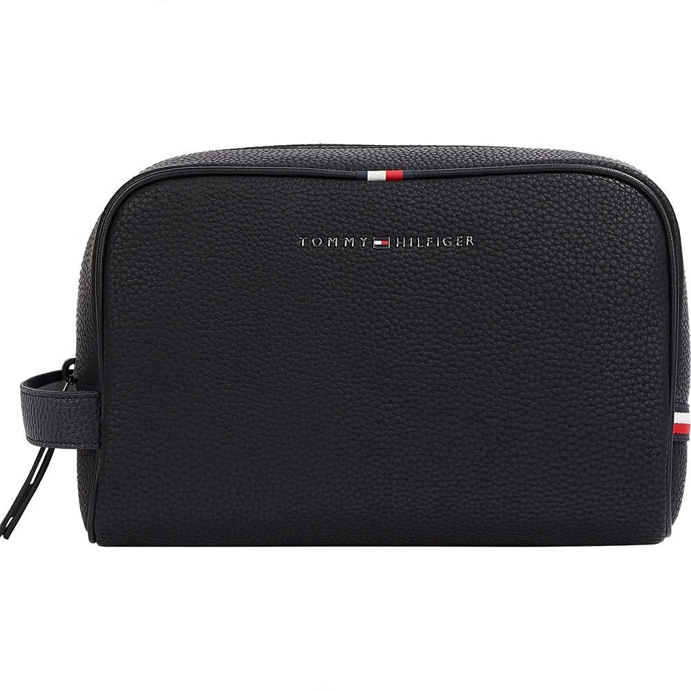 Tommy Hilfiger Trousse De Toilette Homme Essential PU Washbag Similicuir, Noir (Black), Taille Unique
