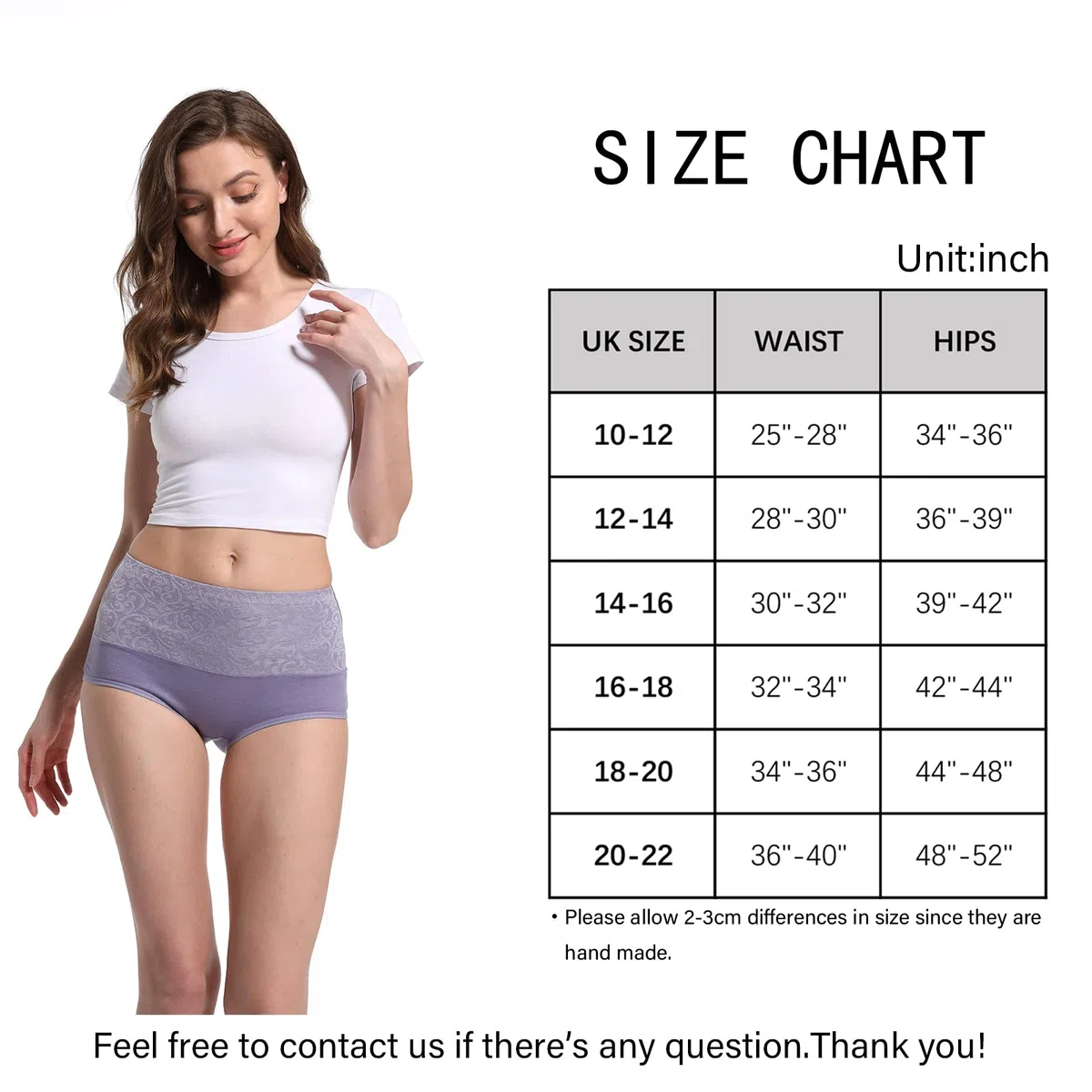 Slips pour Femmes sous-vêtements contrôle du Ventre Culottes en Coton Taille Haute Dames Culottes Souples Extensibles sous-vêtements Multipack