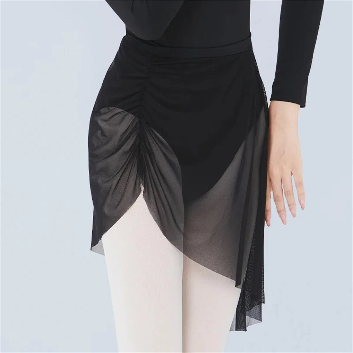 Jupes de ballet for femmes, jupes danse irrégulières en maille souple pliées sur le côté, robe élastique for filles adultes, ballerine nylon et tulle Pour Femmes