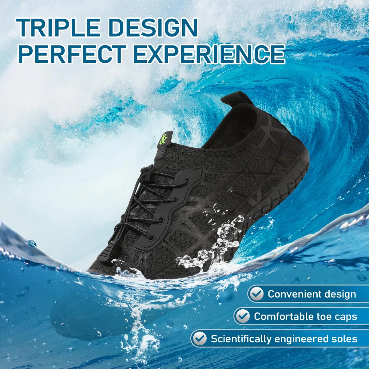 Chaussures aquatiques pour femme et homme - Chaussures pieds nus pour femme - Chaussures de natation pour femme - Chaussettes aquatiques antidérapantes - Séchage rapide - Légères