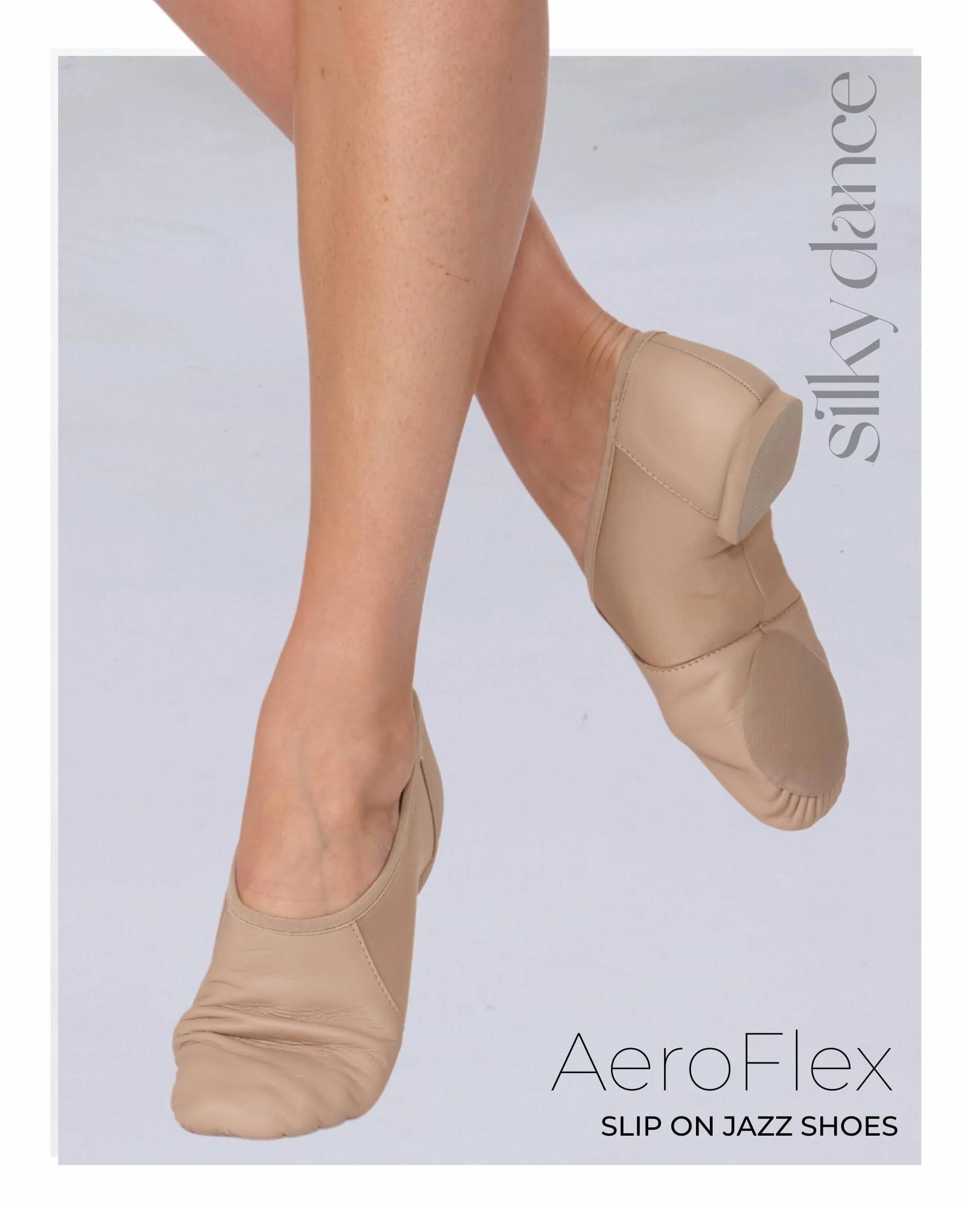 Silky Dance AeroFlex Chaussures de jazz à semelle fendue – Cuir véritable noir et marron clair – Chaussures de jazz à enfiler – Tailles enfants et adultes