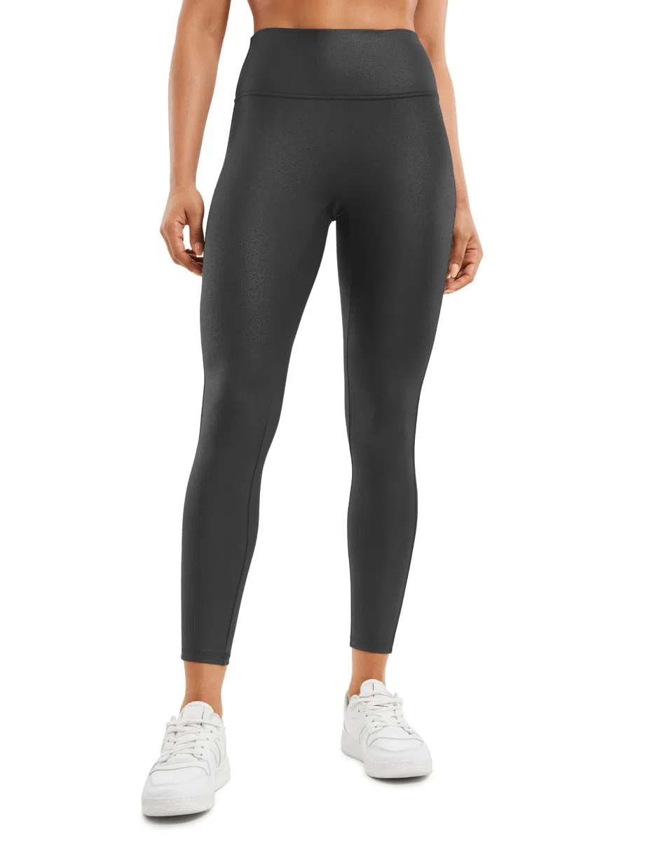 CRZ YOGA Butterluxe Leggings Similicuir Mat 64cm Noir-Foil 36 | Pas de Couture Devant, Extrêmement Doux, Compression Douce, Quotidien, Taille Haute, pour Femmes