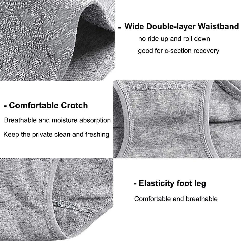 Slips pour Femmes sous-vêtements contrôle du Ventre Culottes en Coton Taille Haute Dames Culottes Souples Extensibles sous-vêtements Multipack