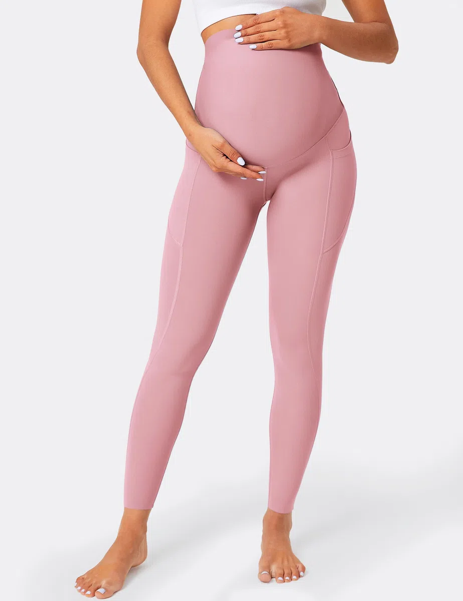 BAYDI Nudi Legging de grossesse pour femme avec poches, opaque, long, taille haute, doux et élastique