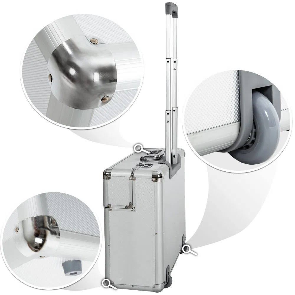 tectake 401232 XL Pilot Case Trolley Valise Mallette de Pilote, Deux Serrures à Combinaison, Grand Compartiment Principal Spacieux, Argent