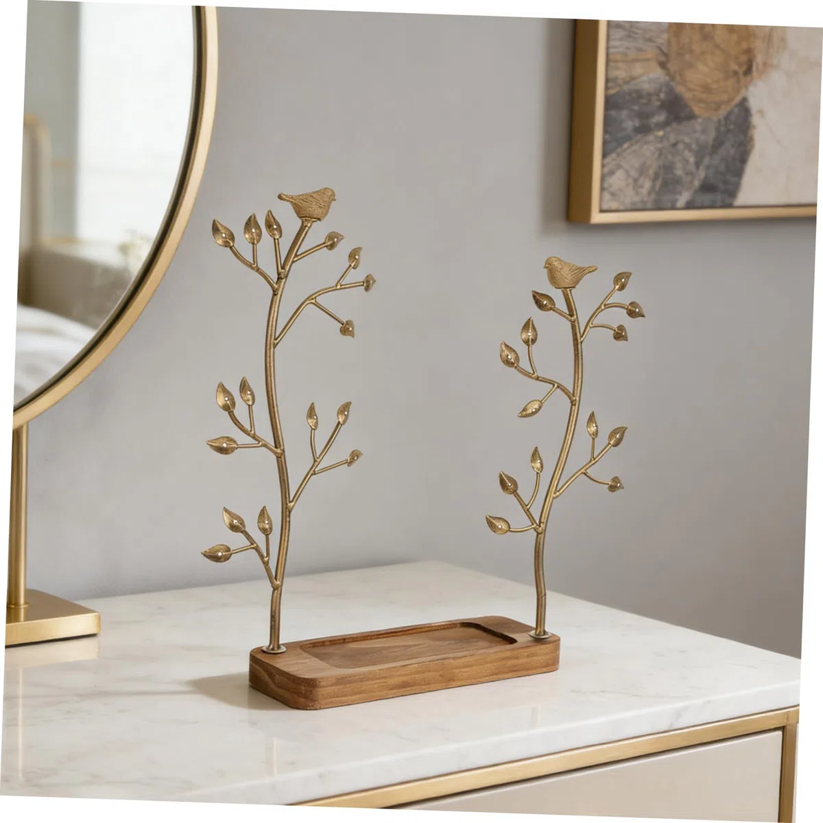 Toyvian Présentoir Bijoux Fer et Bois Design Arbre à Oiseaux Organisateur de Colliers et Boucles Oreilles pour Intérieur