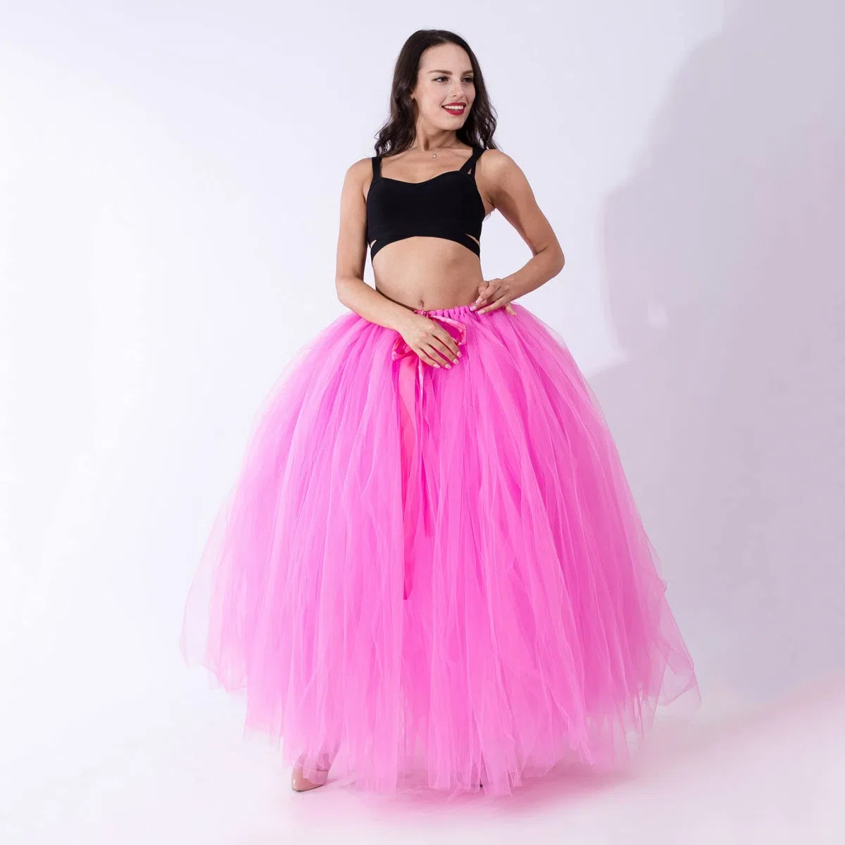 Générique Jupe Tulle Femme Tutu Femme Épaisse Noeud Papillon Couleur Uni Mode Adulte Tulle Fait Main Performance Sexy Noeud Papillon Fait Main Costume de Carnaval
