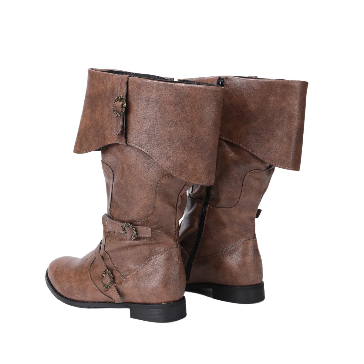 Bottes médiévales à enfiler pour homme et femme style Renaissance gothique mi-mollet pour Halloween Cosplay