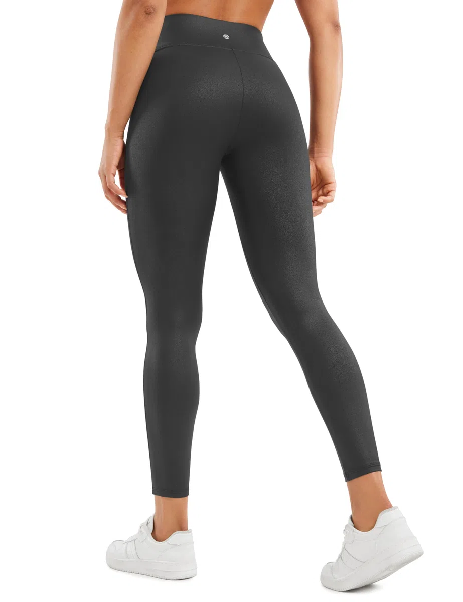 CRZ YOGA Butterluxe Leggings Similicuir Mat 64cm Noir-Foil 36 | Pas de Couture Devant, Extrêmement Doux, Compression Douce, Quotidien, Taille Haute, pour Femmes