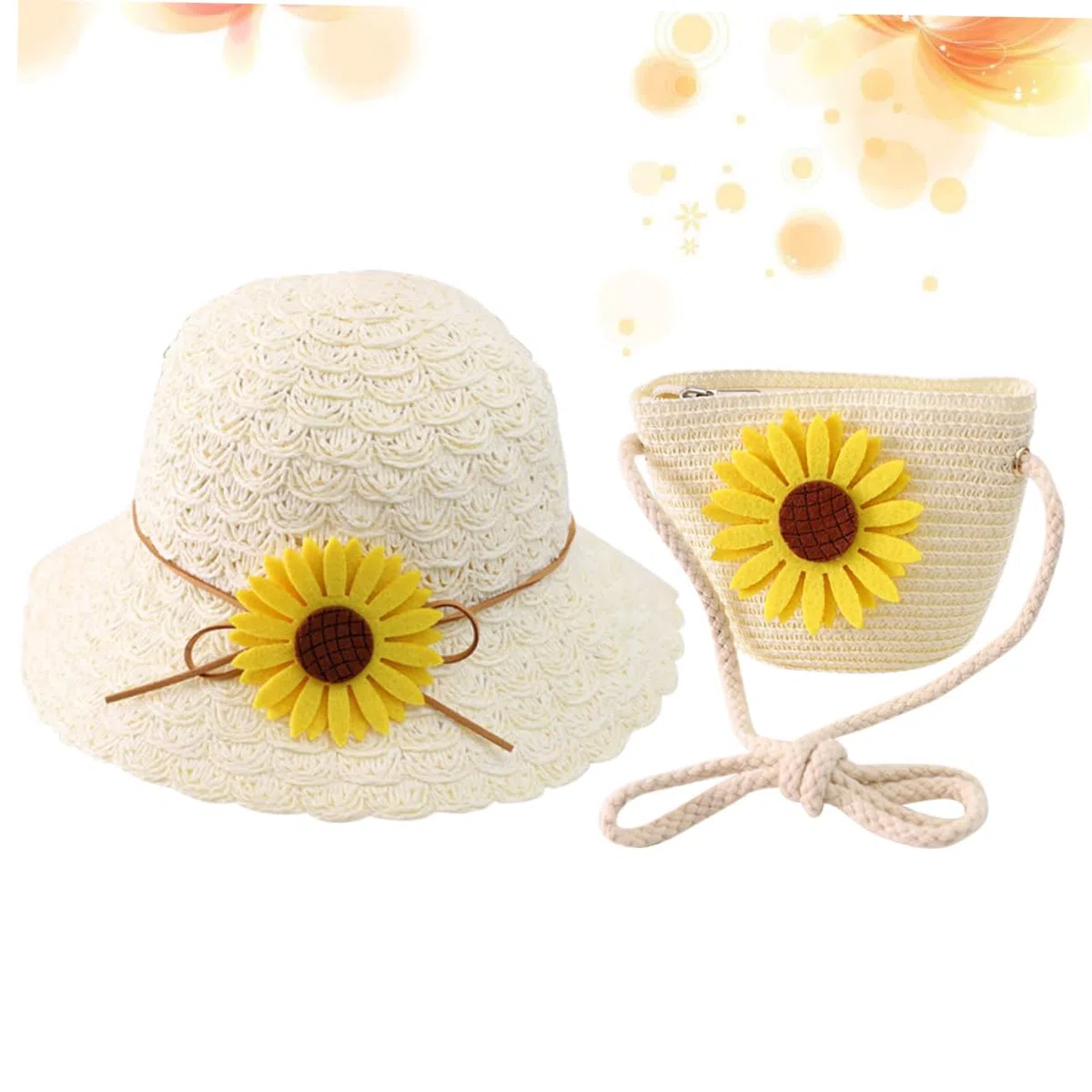 Healeved Chapeau de Soleil pour Enfants Les garçons Raphia Bord Filles fourre-Tout de Plage Chapeau de Plage en Paille pour Fille Sunhats Beach Cat Blanche