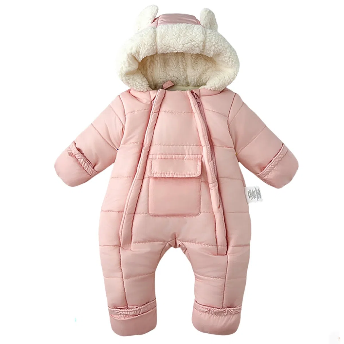 Combinaison de Ski Bébé 0-24 Mois Hiver De Ski Polaire Fleece Fermeture Doublé à Capuche Habit de Neige Neige Toison Fourrure Rembourré avec Gants Encapuchonné Outwear Déguisement 0-12 Mois