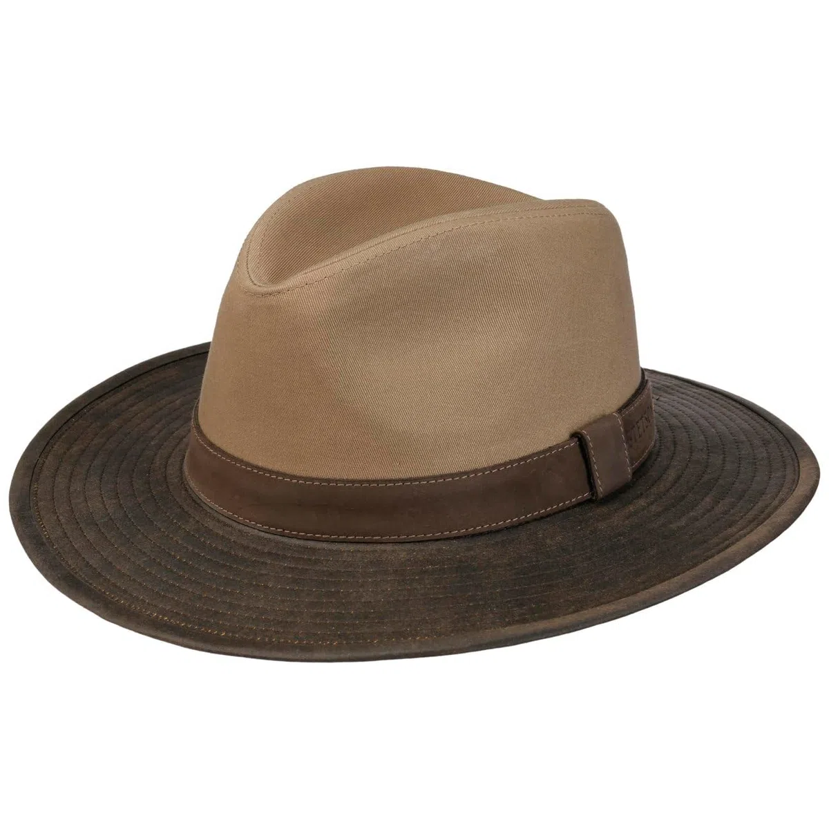 Stetson CHAPEAUSHOP Twotone Chapeau Traveller Cowboy Protection UV 40 Bande en Cuir Homme Toutes Saisons