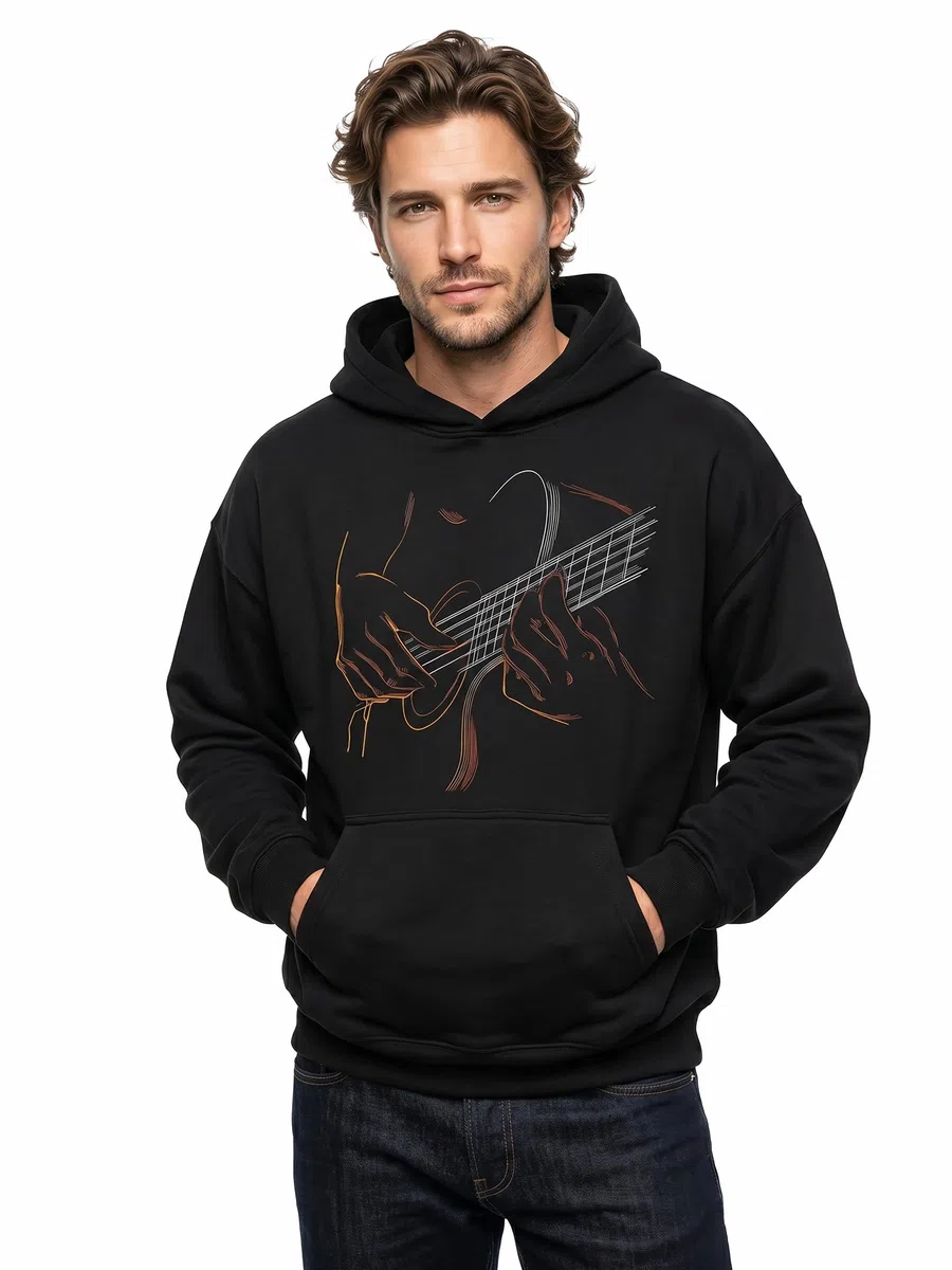 Makaya Sweat à Capuche Homme avec Motif Guitare Hoodie Musique