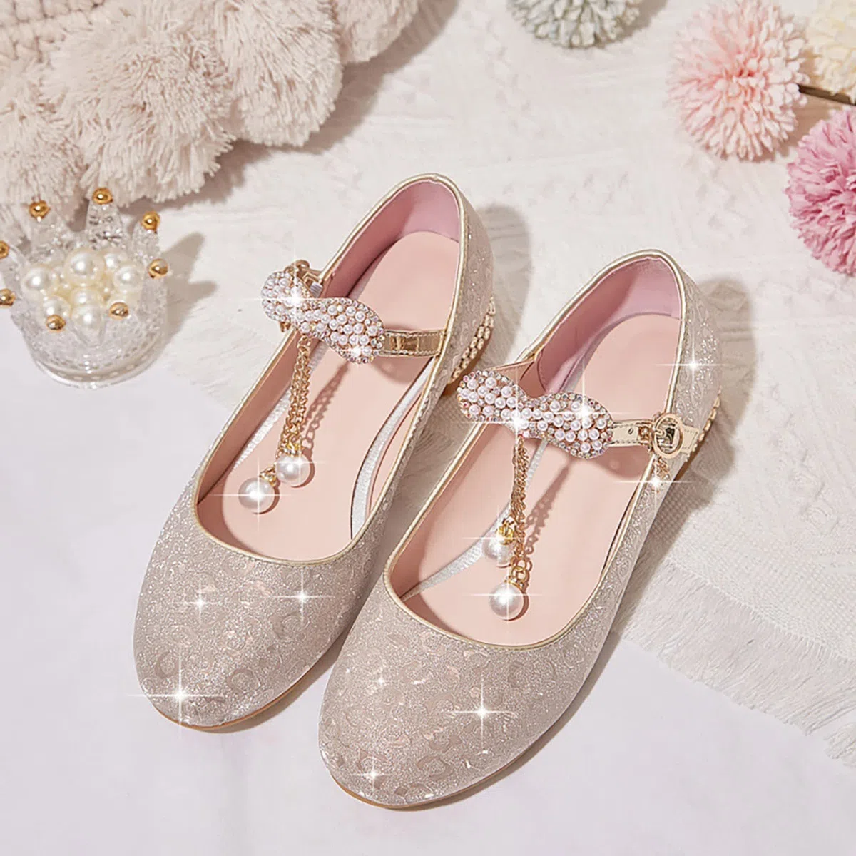 Enfant Sandale Chaussures De Marche Ouvertes D'Été Fille Bout Ouvert Sandales Chaussure 28 Cérémonie Blanc Chaussons 29/30 Bébé 21 Paillettes - Perles Strass