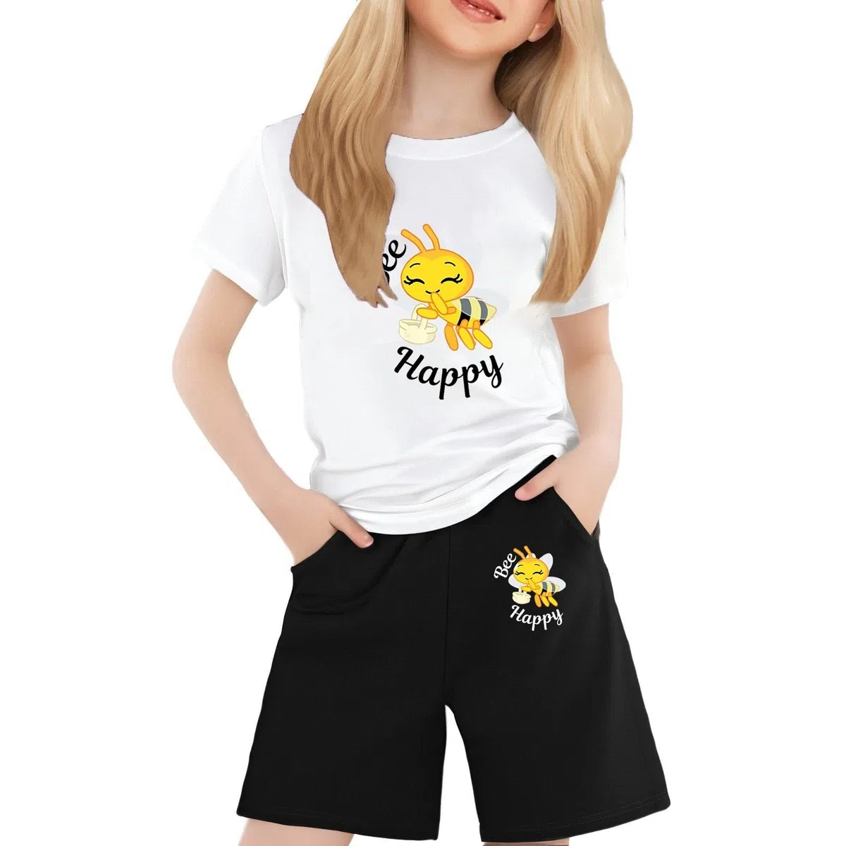 Ensemble Enfant, Deux Pièces Pour Enfants, T-shirt À Manches Courtes Et Col Rond, Imprimé Couleur, Confortable, Série Festival (2 À 13 Ans), Tendance Été 2025