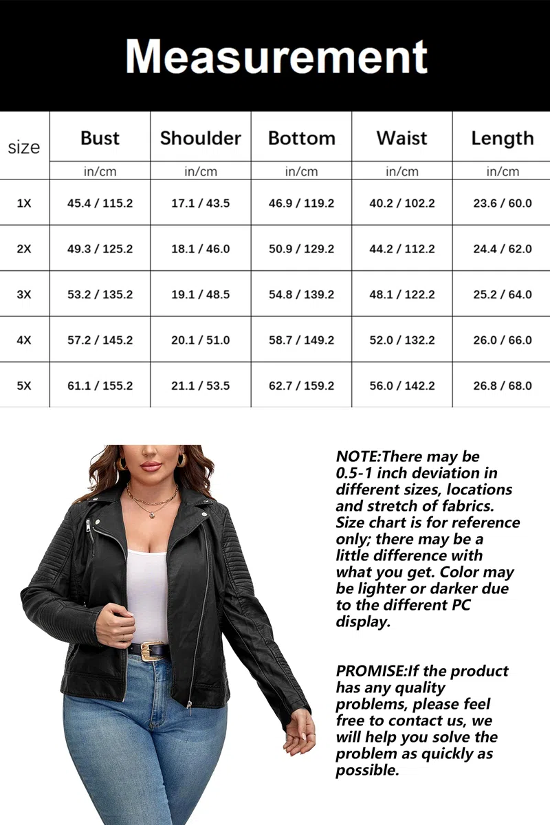 Geschallino Veste en Cuir PU Grande Taille pour Femme Courte Automne Moto Manteau avec Poches (XL-5XL)