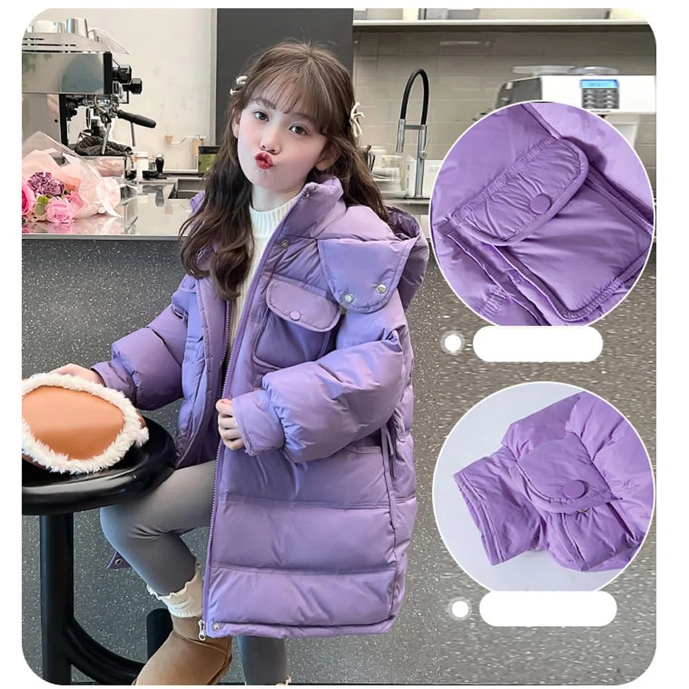 Veste d'hiver pour enfant fille parka d'hiver garçon avec capuche en fourrure Parka chaude pour l'extérieur Manteau d'hiver en duvet pour enfant Veste matelassée pour fille