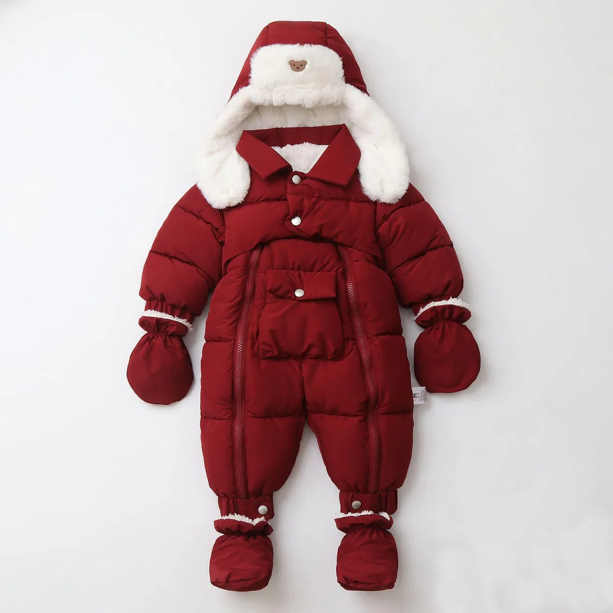 Combinaison Doudoune Bebe Garcon Hiver Polaire de Neige Fleece à Capuche Manches Longues Fermeture Combinaison Body Couleur Unie Rembourré Encapuchonné Coupe-Vent Déguisement Manteau 0-12 Mois